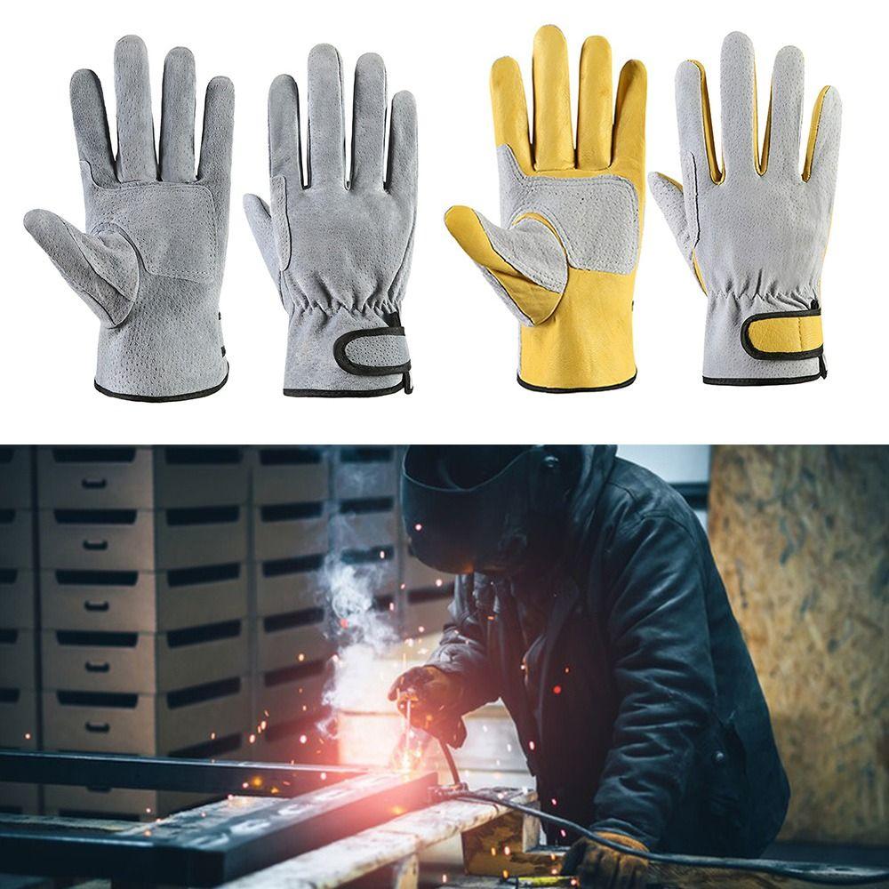 Grey Yellow Welding Gloves Heat-Resistant Work Gloves Tool Anti-cutting Glove Workplace