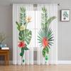 Watercolor Tropical Plants Tulle Window Curtains for Living Room Yarn Sheer Voile Curtain for Bedroom Kitchen Drape Decor