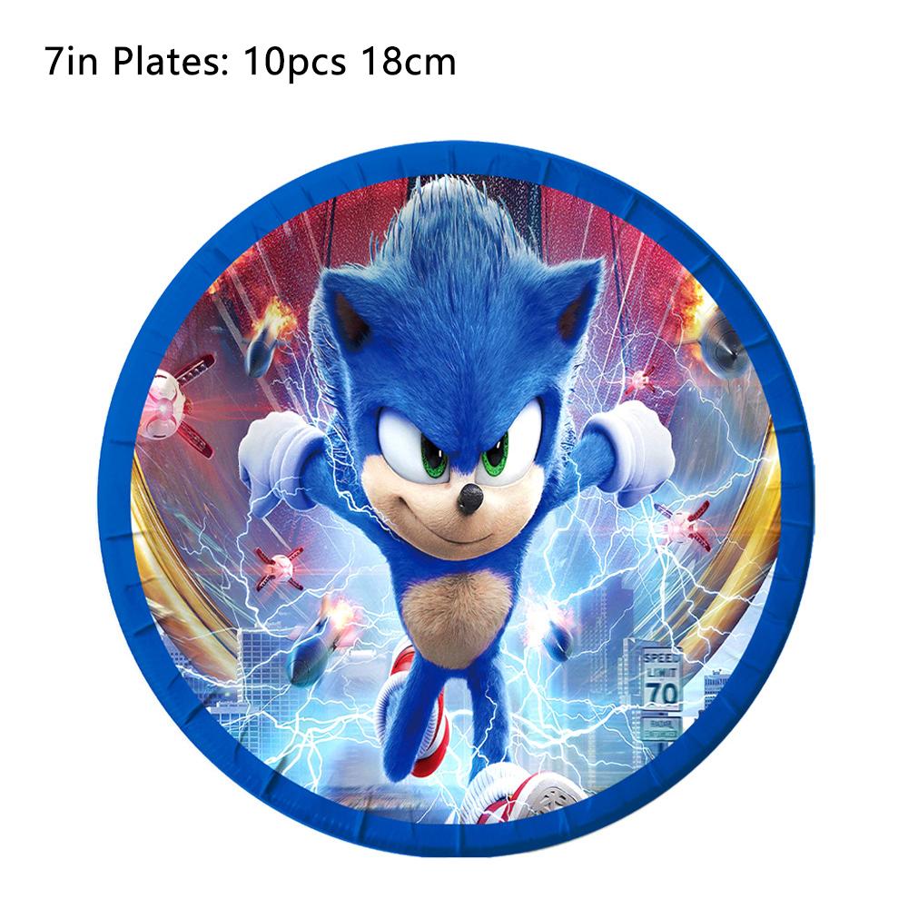 51pcs Sonic Birthday Party Supplies Including Tablecloth, Plates, Napkins Cups