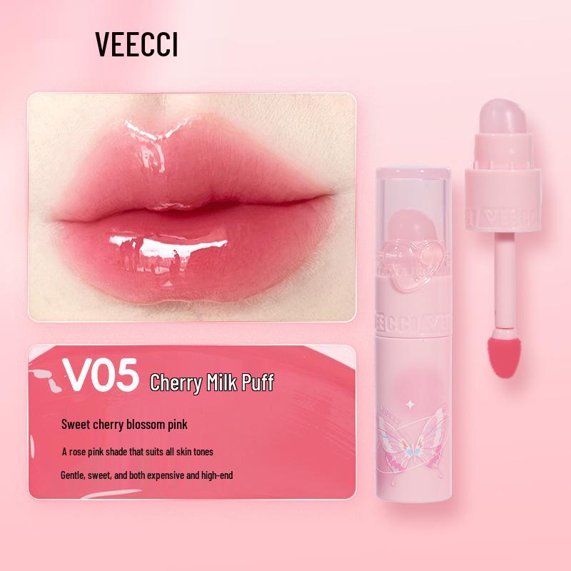 VEECCI Clear Bobo Lip Glaze: Long-lasting, Non-Transfer Double-Ended Lip Gloss.