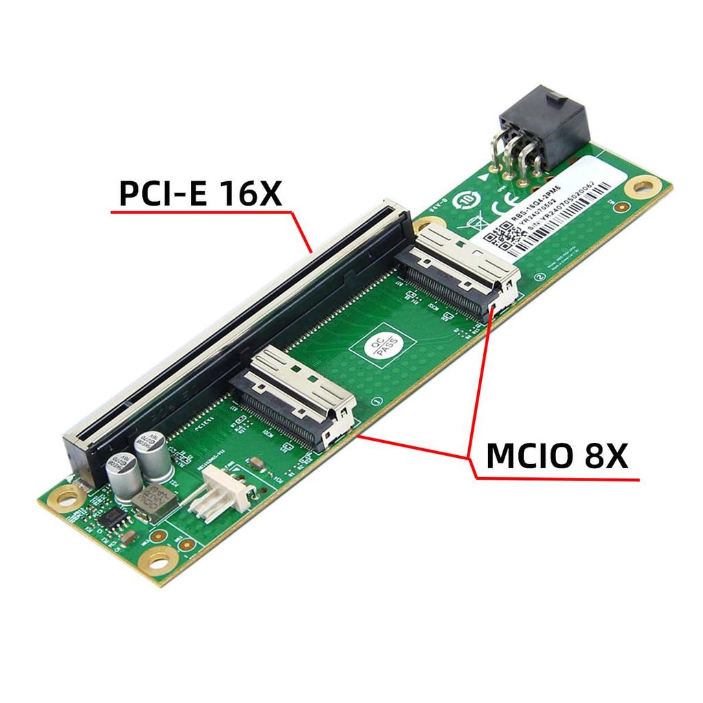 Xiwai Dual MCIO 8i Mini Cool Edge IO To 16x VROC Adapter for Motherboard SSD Graphics Card SFF-TA-1016 PCI-Express PCIE5.0