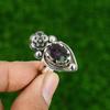 Gift For Her Natural Ruby Zoisite Multi Stone Flower Adjustable Ring 925 Silver