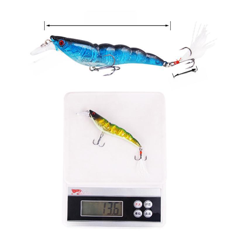 Set of 20 Full Attack Sinking Shrimp Lures, 13.6g/9.5cm, with Blood Groove and Feather Hook.