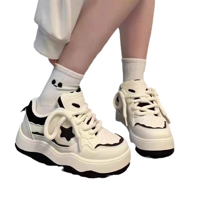 2024 Summer New Versatile Niche Casual Original Maillard Student Star Thick Baseplate Shoes Women's White Shoes