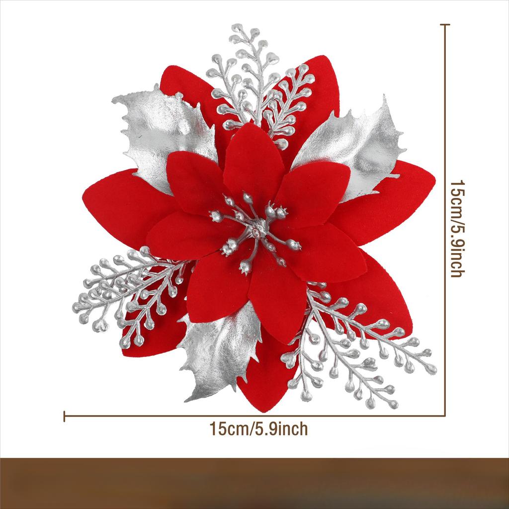 Christmas Simulation Gold Powder Flower Christmas Tree Pendant Diy Garland Gold and Silver Fake Flower Decoration Accessories