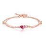 Free Bird Heart Bracelet for Pink Gold Zirconia Silver Double Bangle Day Gift for Her Women, Bracelet, 925, Hypoallergenic, Chain, Thin, Ruby,
