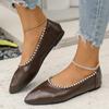 Hot Selling Beaded Fashion Women's Pointed Toe Shallow Flats Breathable Women's Loafers Casual Versatile Comfortable Plus Size
