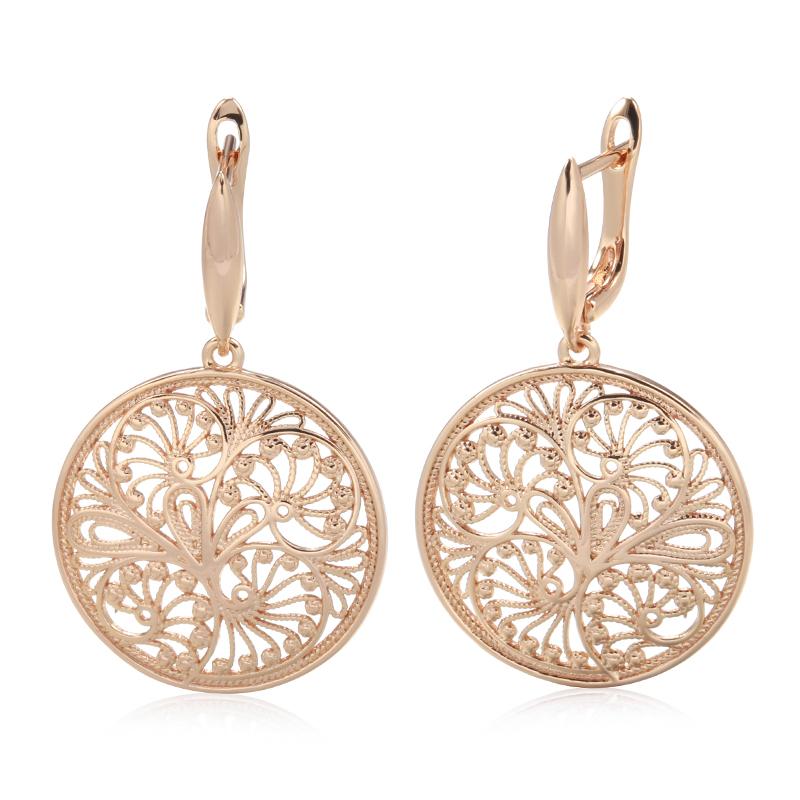 Hollow Embossed Round Large Dangle Earrings for Women Ethnic Daily Vintage Jewelry Statement Accessories