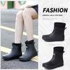 Women's Short Rain Shoes Simple Black Fashion Rain Boots Women's Wading Shoes Non-slip Versatile Rubber Shoes Warm Short Boots