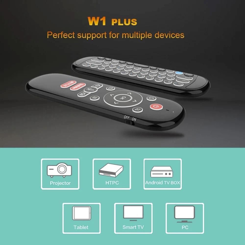 NEW W1 PLUS Air Mouse Remote Control 2.4G RF Wireless Mini Voice Control Keyboard Smart Gyroscope Keyboard Sense Anti-loss IR for Android TV Box