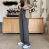 Women's High-Waist Mop-Length Suit Pants: White or Black, Spring/Summer 2025, Loose Straight-Leg, Wide-Leg, Casual Draping