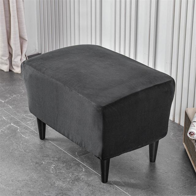 Velvet Rectangle Stretch Footrest Covers Elastic Ottoman Cover Spandex Stool Slipcover Ottoman Footstool Furniture Protector