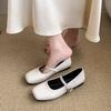 Temperament Square Head Flat Sole Shoes Women's 2025 New Summer French Retro Mary Jane Small Leather Shoes Light Mouth Commuter Shoes