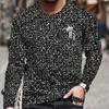 Camouflage Crown Print Men's Tshirts Long Sleeve Tees Round Neck Casual Pullover Men's Clothing Plus Size
