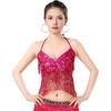 Women Sparkling Sequin Tops Belly Dance Fringe Costume Glitter Factor Party Sparkling Tops Festival Attire Carnival Outfit