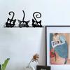 1pc Metal Wall Art Decor - Black Three Thick-Skinned Cats, Iron Wire Wall Hanging Ornament