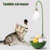 Interactive Cat Feather Toy Automatic Cat Toy Catnip Ball Feather Toy with Track Balls Bells for Indoor Cats Exercise Entertainment