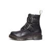 New Dr.Martens 1460 Buckle Pull Up Leather Lace Up Boots 'Black Silver' Women's 31033001
