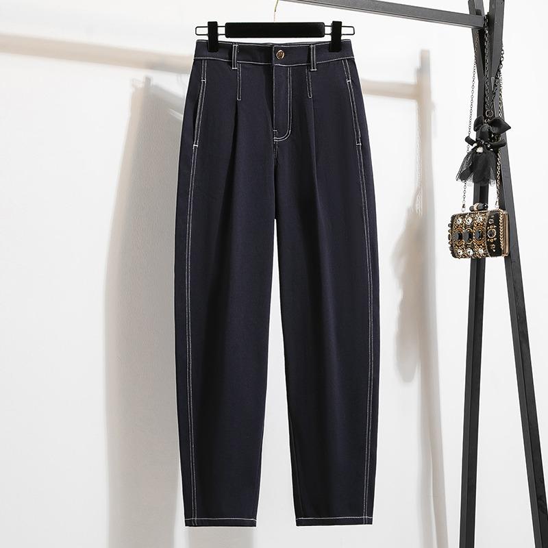 MODIQUE Women's Winter Large Size Knitted Jeans New Loose Classic Casual High Waist Black Trousers Basic Versatile Straight Jeans