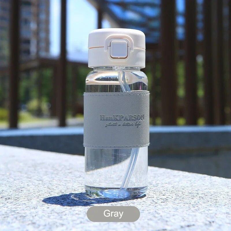 1Pc Creative Water Bottle with Straw Portable Cute Plastic Drinking Bottle Leak-proof Drinkware for Drinking Milk Coffee Tea