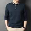 Spring and Autumn New Men's Long Sleeve Polo Shirt Lapel Lapel Solid Color Loose Men's Top for Young and Middle-aged Gentlemen