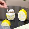 1pc Cute Lemon Bathroom Organizer - Ceramic Storage Jar with Lid Decorative Bathroom Countertop Organizer for Swabs Dental Floss
