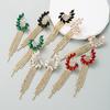 Women's Drop Earrings Creative Wing Tassel Earring Alloy Colored Crystal Temperament Premium Earrings