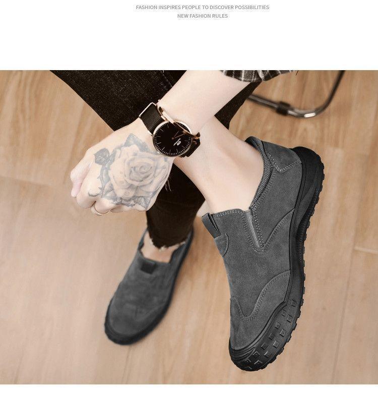 Men's Retro Waterproof Slip-On Work Shoes - Non-Slip, Wear-Resistant Low-Top for Autumn and Winter