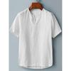 Summer Loose Casual Youth Collarless Linen Cotton Ordinary Solid Color Men's Shirt
