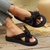 Women's Slippers Summer New Round Head Fabric Butterfly Knot Soft Sole Anti-slip Wear-resistant Flat Sandals