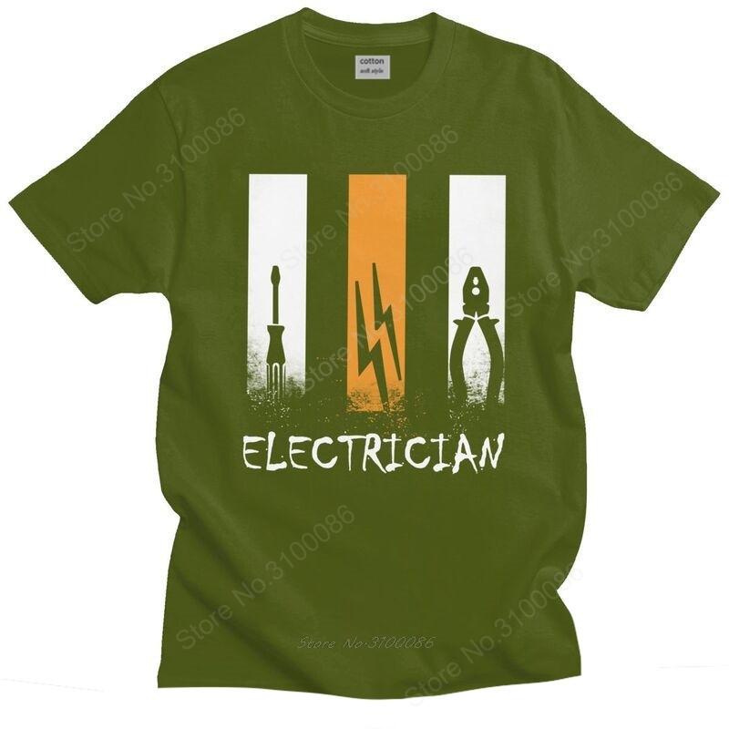 Proud Electrician T Shirt Pre-shrunk Cotton Tshirt Handsome Tee Short Sleeves Lineman Engineer Gift T-shirt Slim Fit Clothing