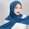 Solid Color Muslim Hijab Beaded Turban Cap Casual Arabic Hijab Hats Woman