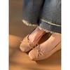 Sweet and Versatile Single Shoes Women's French Flat Bottom Heightening Bow Light Mouth Soft Sole Ballet Autumn New
