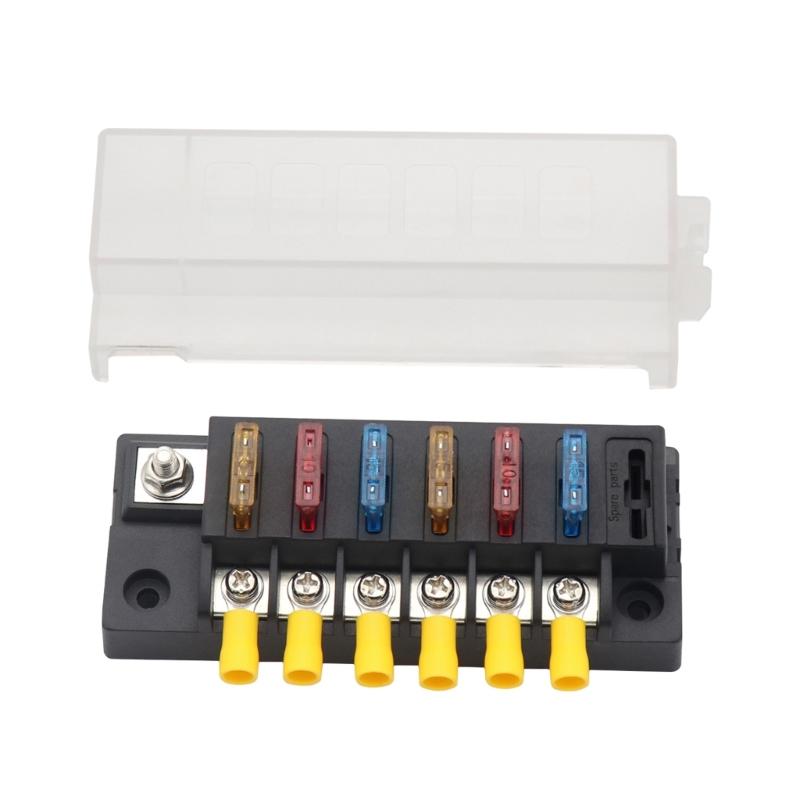 6 Way Fuses Box for Standard Fuses Holder ATOBlock 32V 100A Car Boats