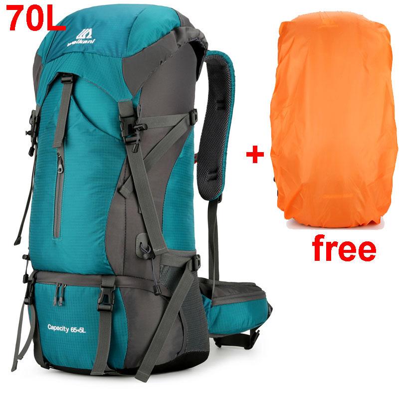 70L Nylon Camping Backpack Travel Bag With Rain Cover Outdoor Hiking Daypack Mountaineering Backpack Men Shoulder Bags Luggage