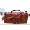 Men Genuine Goat Leather Brown Duffel Travel Gym Weekend Overnight Bag
