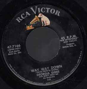 7inch Record GEORGIA GIBBS, MARTY GOLD & HIS ORC - Way Way Down / You're Doin' It 477166 RCA Victor 1958 US Pop Used