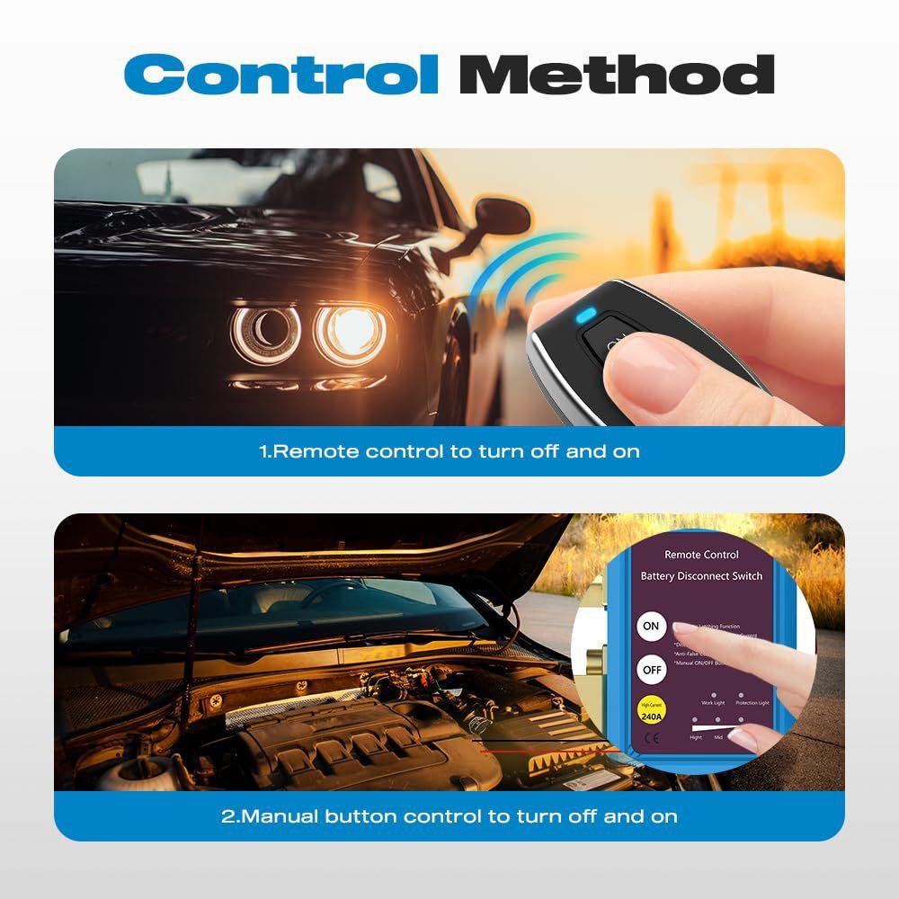 12v 240A Car Battery Disconnect Switch Automatic Cut Off Wireless Remote Control