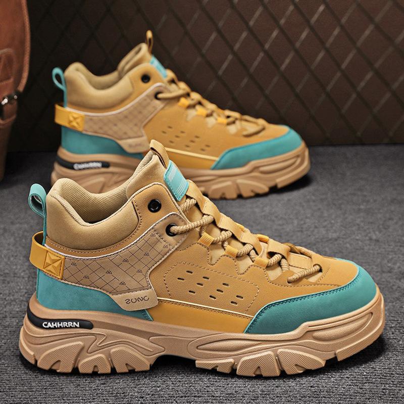 Martin Boots Men's Autumn 2024 New Mountaineering Tooling Medium-top Short Boots Autumn and Winter Casual High-top Wear-resistant Labor Insur