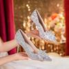 Spring Ladies Pumps Luxury Sequins Crystal Butterfly High Heel Single Shoes Women Dress Banquet Wedding Shoes