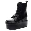 10.5cm Genuine Leather Platform Boots Women Shoes Hidden Heel Chunky Shoes For Women Autumn Winter White Black Platform Boots
