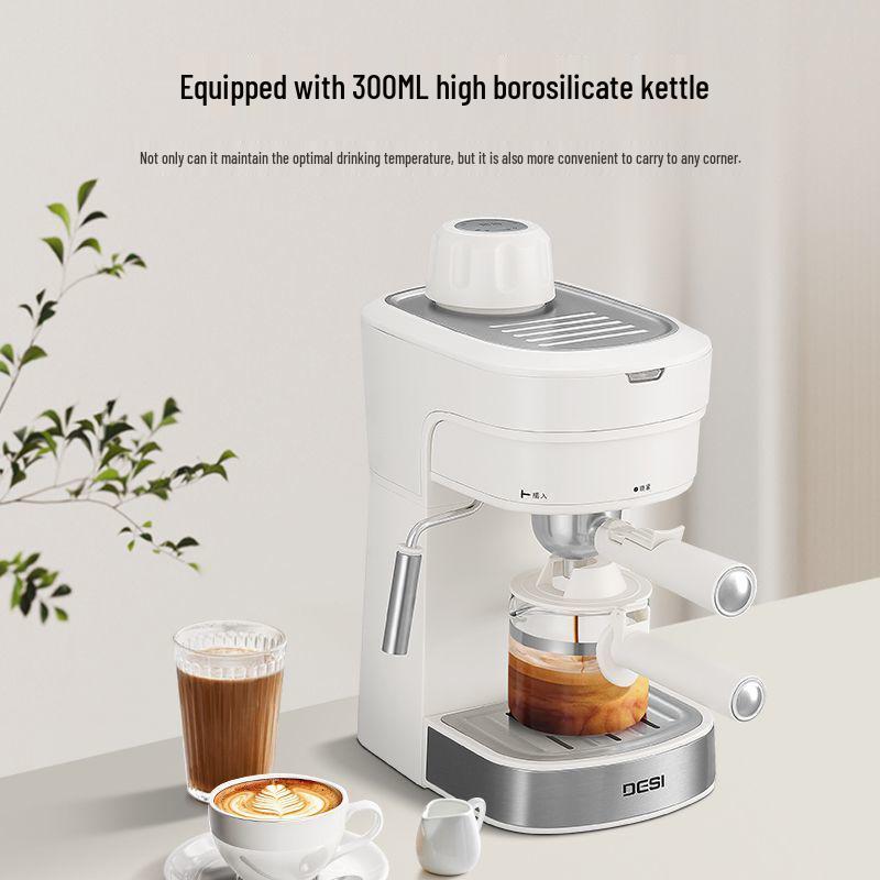 Compact American Semi-Automatic Espresso Machine with Steam Milk Frother for Dorms
