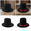 Vintage Black Top Hat Satins Ribbon Belt Caroler Snowman Costume Accessory for Adults and Teens Formal Occasion