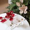 22cm Christmas Artificial Flowers Fabric Plastic Glitter Fake Flower Glitter Poinsettia New Year