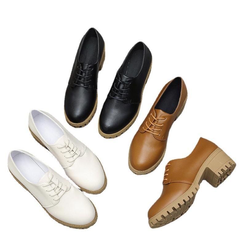 2025 Summer New Retro Thick Heel Women's Shoes Korean Version Student Medium Heel Lace-up Single Shoes Female Manufacturer