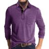 Men's Spring And Autumn Solid Color T-shirt Lapel 3 Button Open Placket Button Long Sleeved Top