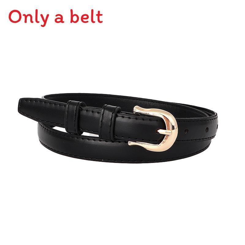 Womens Pu Fine Leather Belt With Metal Pin Buckle For Casual Commuting Outfits