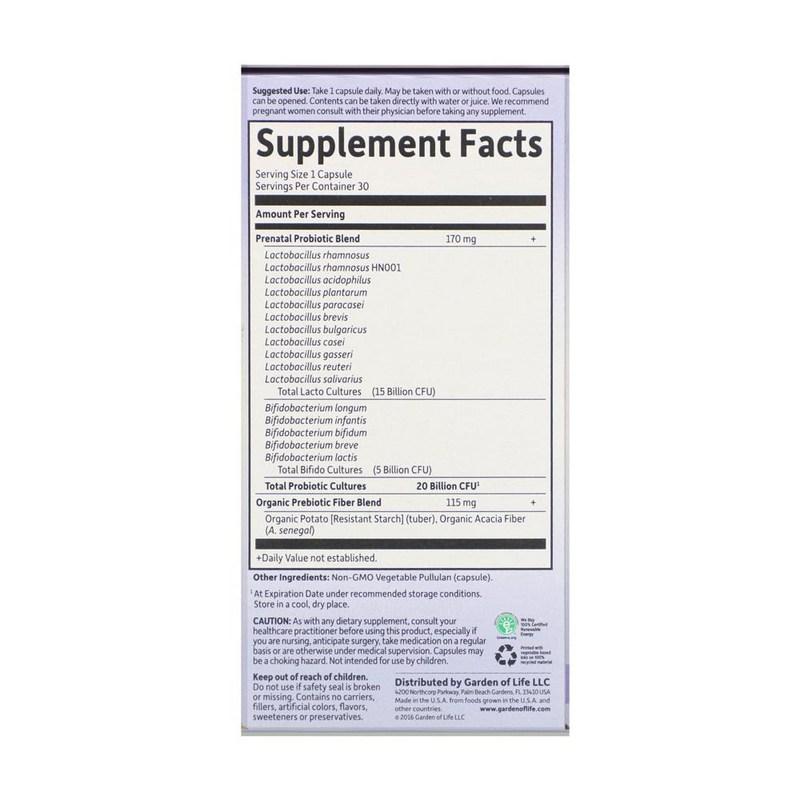 Garden of Life Pregnancy Lactobacillus Female Lactobacillus 20 Billion CFU 30 Capsules, 4 Week Supply, 30 Tablets, 2 Units