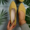 Women's Pointed Toe Flat Shoes Knitted Slip On Shoes Casual Breathable Ballet Flats Women Low Heel Barefoot Shoes Plus Size 43