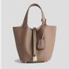 2025 Large Capacity Genuine Leather Commuter Handbag - Lychee Pattern Cowhide Bucket Bag